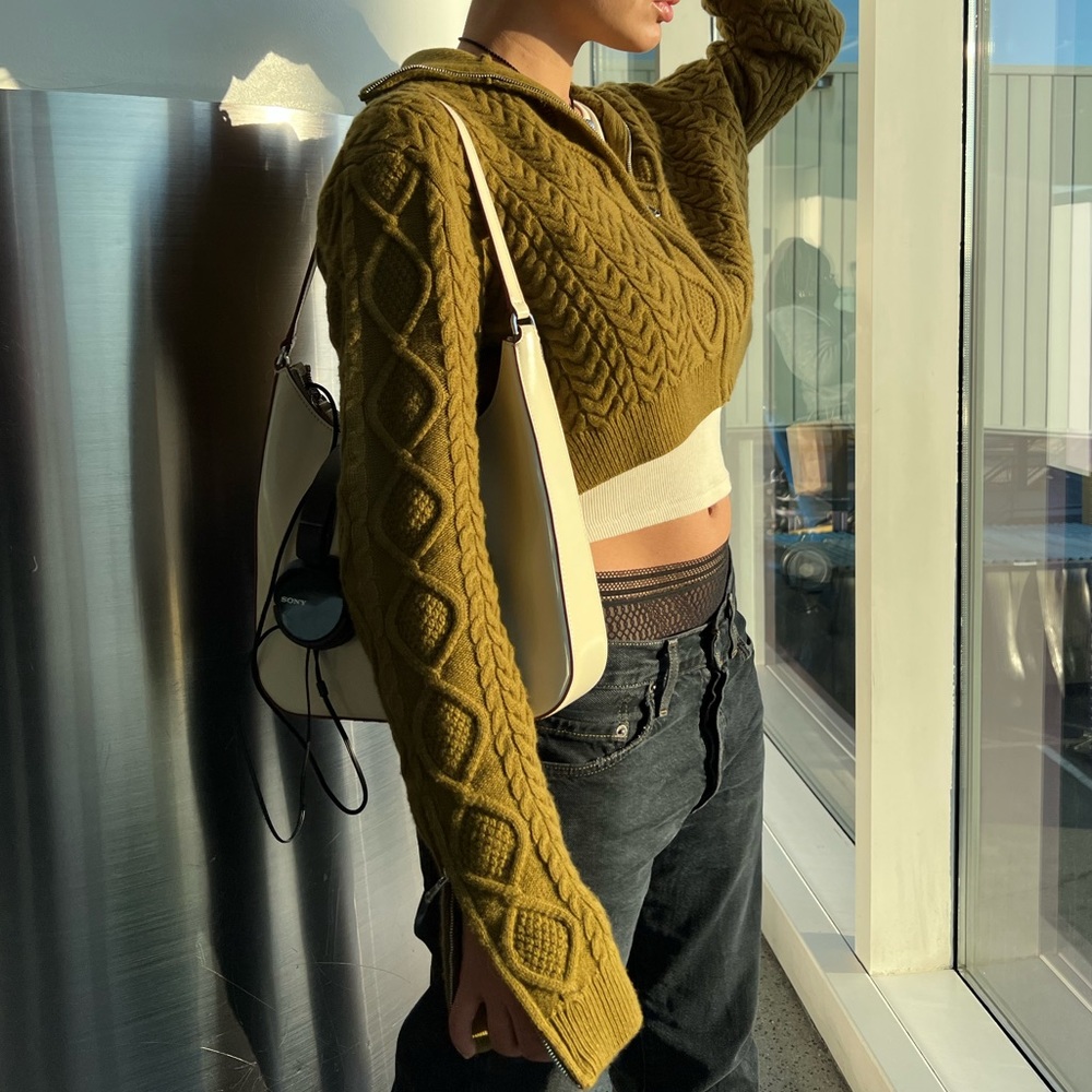 Danielle Guizio Zip up cable knit sweater